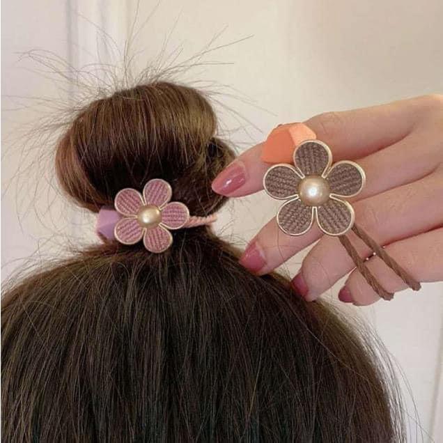 韓國花朵不規則方塊髮繩(一組10條)-細節圖3