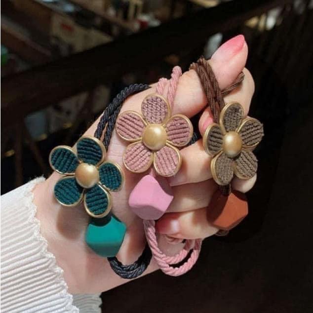 韓國花朵不規則方塊髮繩(一組10條)-細節圖5
