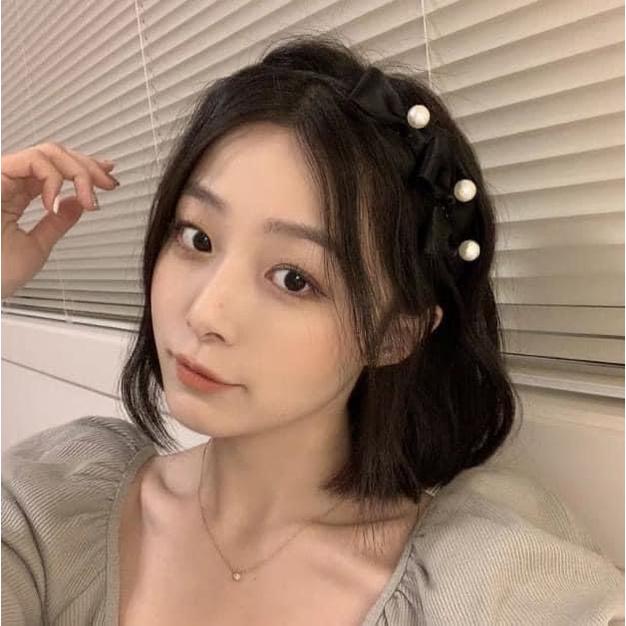 韓國東大門法式氣質絲絨珍珠髮箍-細節圖3