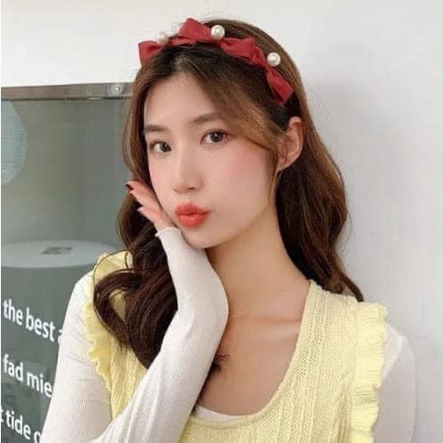 韓國東大門法式氣質絲絨珍珠髮箍-細節圖5