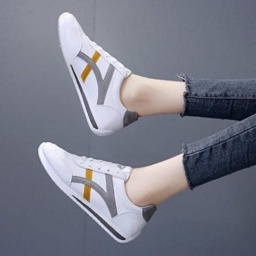 女士透氣皮面運動阿甘小白鞋-細節圖9