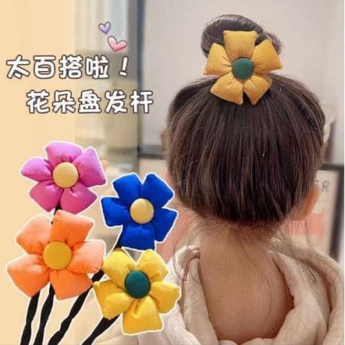韓國大花朵丸子頭盤髮器(一組4個)-細節圖2
