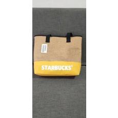 星巴克編織撞色黃色大手提包-細節圖3