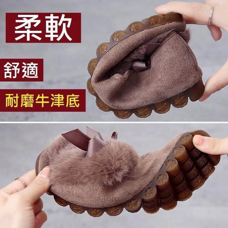 蝴蝶結加絨耐磨牛津軟底毛毛平底鞋-細節圖2