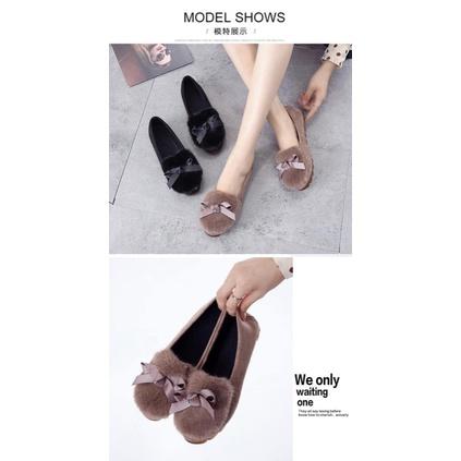 蝴蝶結加絨耐磨牛津軟底毛毛平底鞋-細節圖5