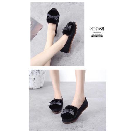 蝴蝶結加絨耐磨牛津軟底毛毛平底鞋-細節圖7