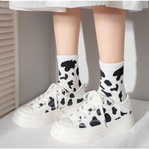 韓版可愛奶牛紋厚底板鞋-細節圖2