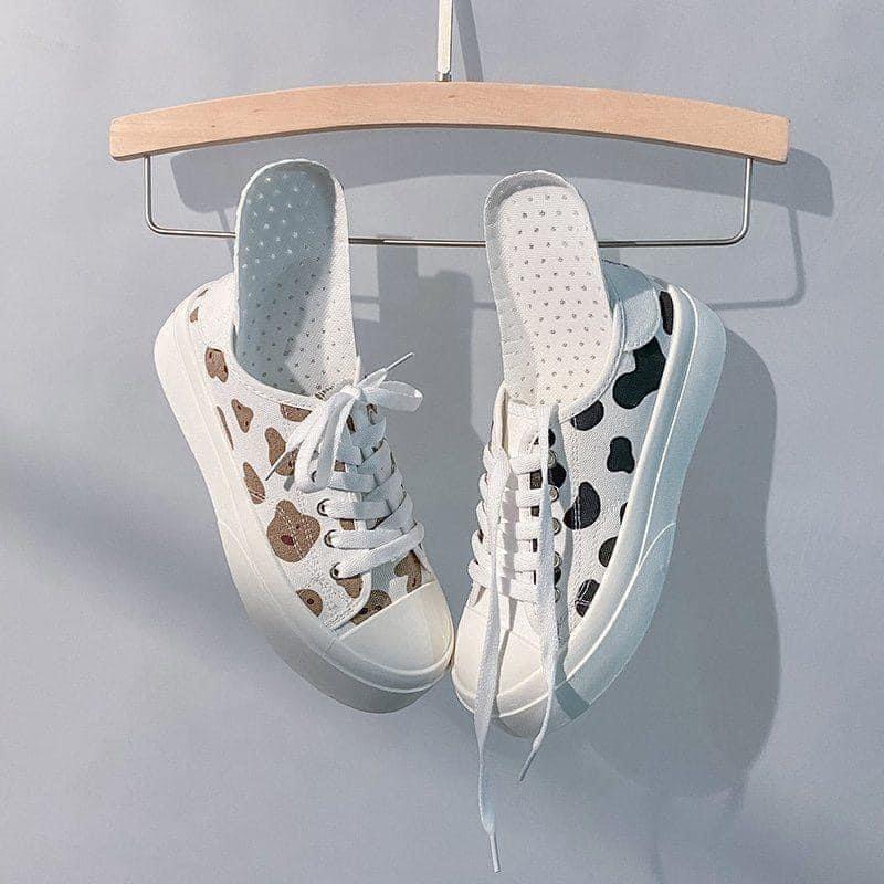 韓版可愛奶牛紋厚底板鞋-細節圖5