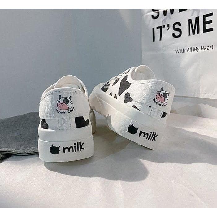 韓版可愛奶牛紋厚底板鞋-細節圖9