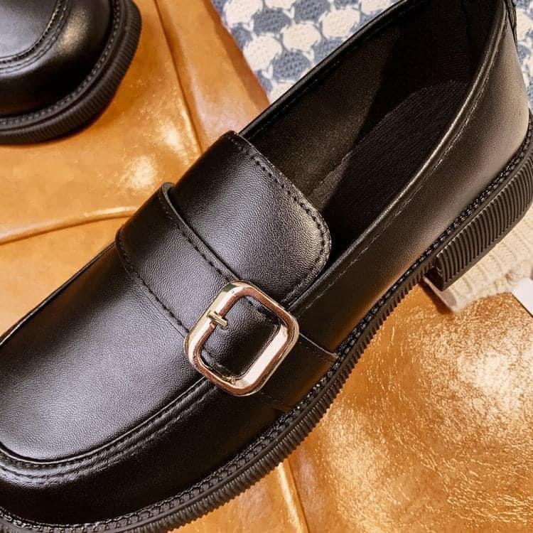 金屬扣方跟圓頭樂福鞋-細節圖7