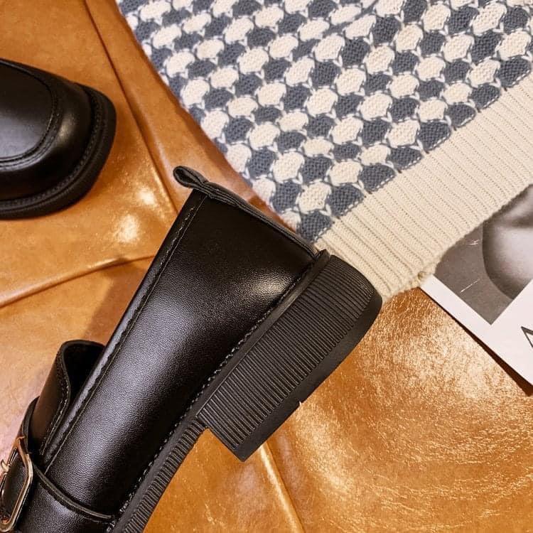 金屬扣方跟圓頭樂福鞋-細節圖9