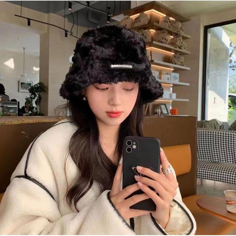韓國字母顯瘦臉毛絨羊羔毛漁夫帽-細節圖2