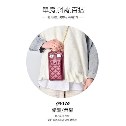 菱格紋鍊條卡包拉鍊零錢手機包-細節圖5