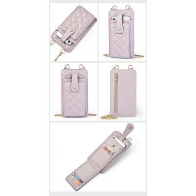 菱格紋鍊條卡包拉鍊零錢手機包-細節圖7