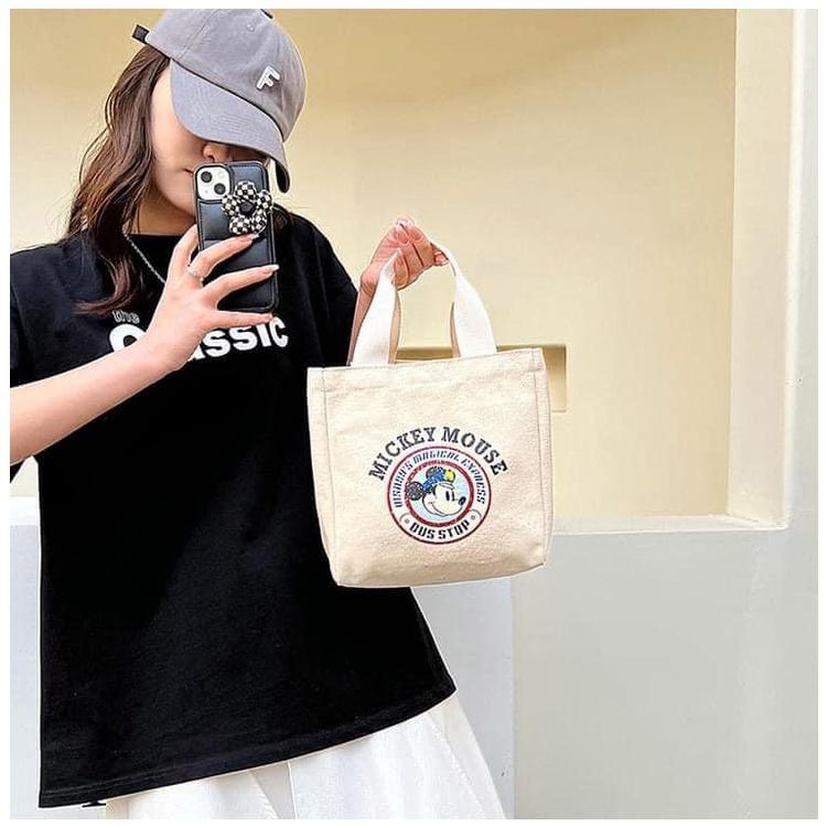 KITTY雜貨舖~米奇圓標帆布包-細節圖9