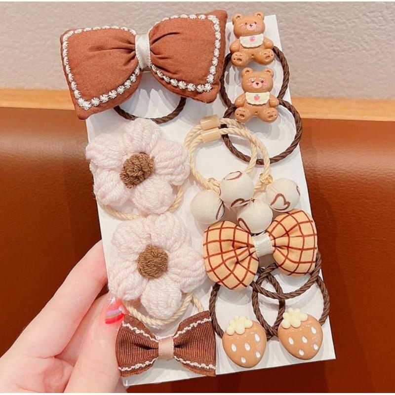 韓國兒童奶咖系小熊毛絨髮圈髮飾-細節圖8