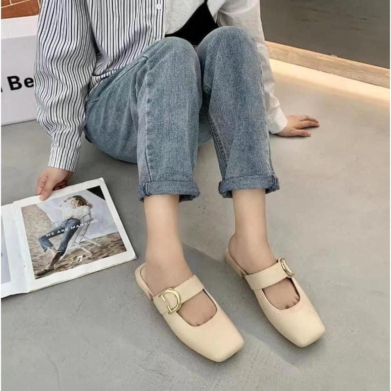 字母Ｄ懶人舒適包頭半拖鞋懶人鞋-細節圖2