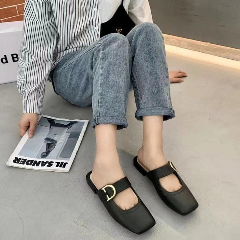 字母Ｄ懶人舒適包頭半拖鞋懶人鞋-細節圖3