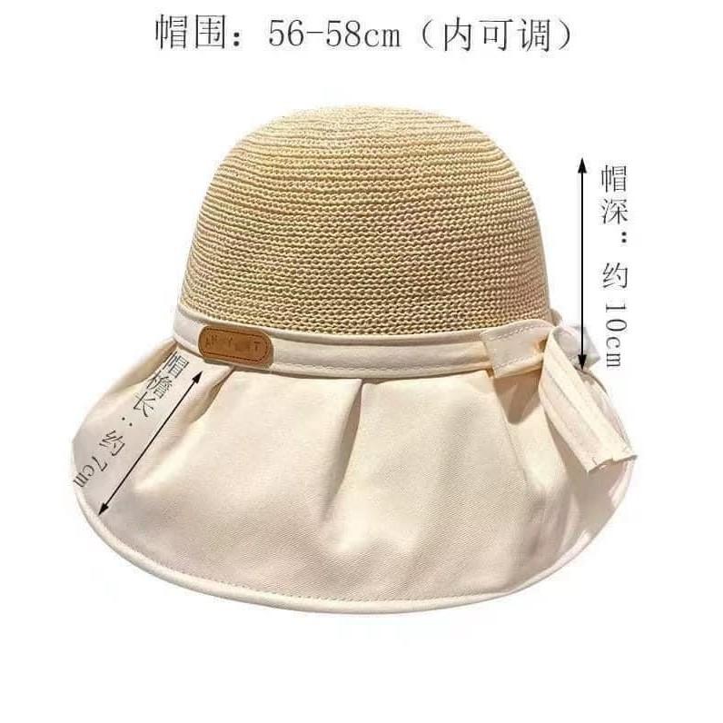 大帽簷設計UV防紫外線98%蝴蝶結編織漁夫帽-細節圖8