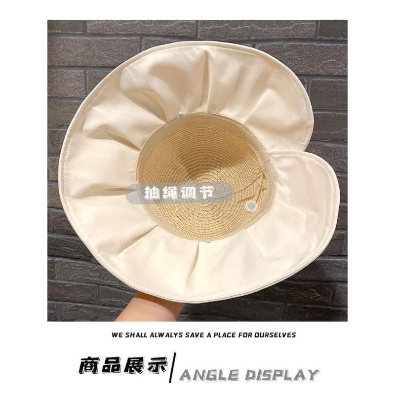 大帽簷設計UV防紫外線98%蝴蝶結編織漁夫帽-細節圖9