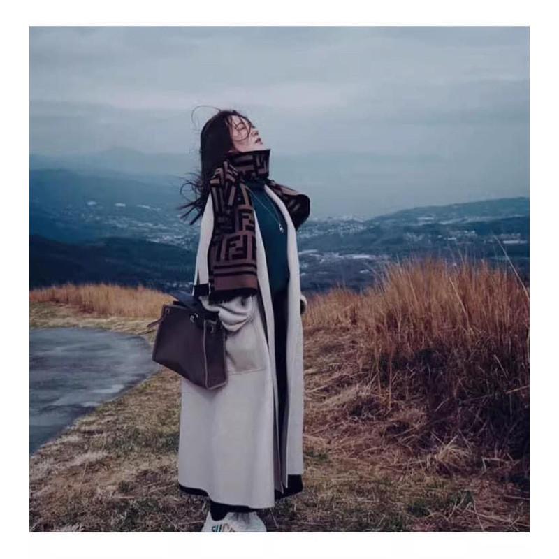 經典F牌雙面雙色羊絨流蘇圍巾-細節圖7