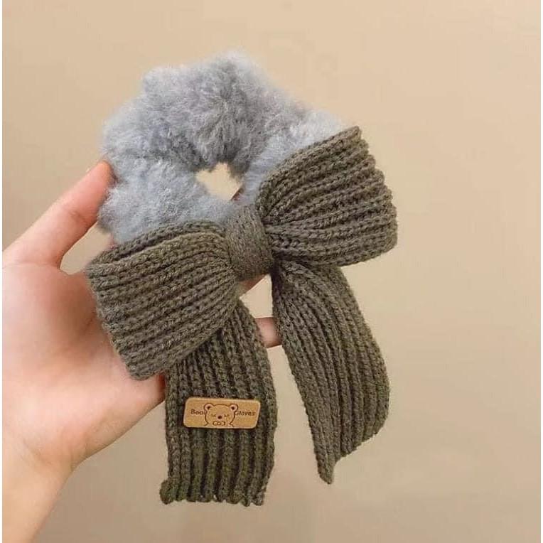 秋冬針織蝴蝶結毛絨大腸圈髮飾(一組2個)-細節圖9