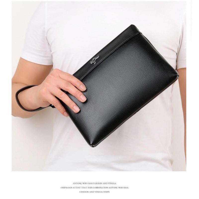 袋鼠皮革大容量多卡位手拿包-細節圖3