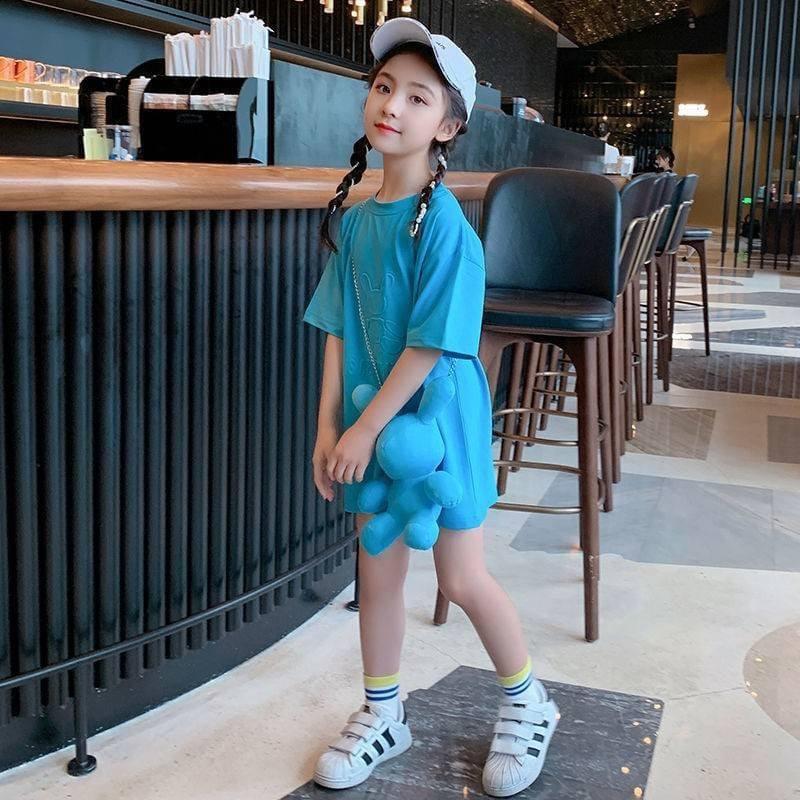 大童款小熊鏈條造型長版衫(含小熊)-細節圖3