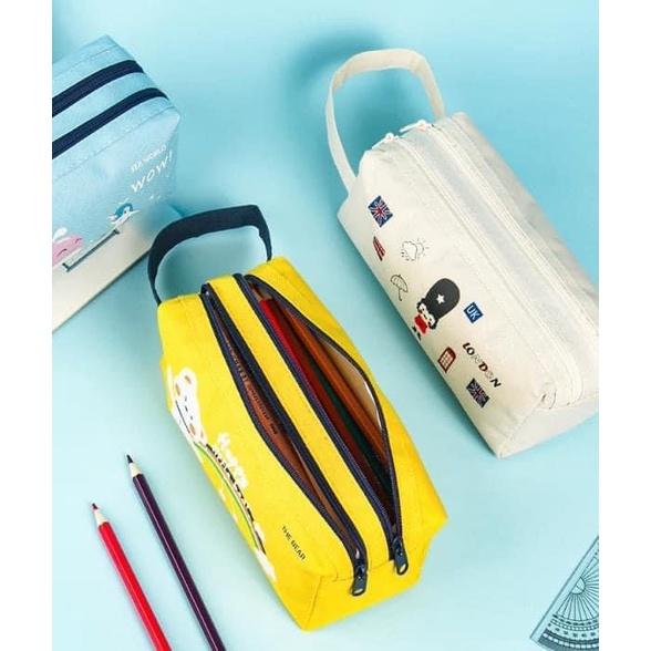 雙層大容量牛津布手提鉛筆袋-細節圖3