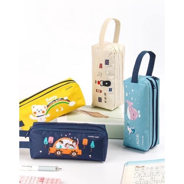 雙層大容量牛津布手提鉛筆袋-細節圖6