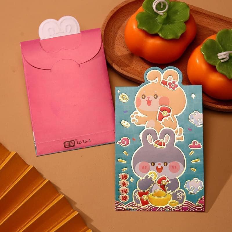 立體兔耳朵兔年燙金紅包袋（一組4套）-細節圖7
