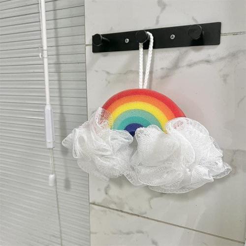 彩虹沐浴海綿+起泡網搓澡巾-細節圖4