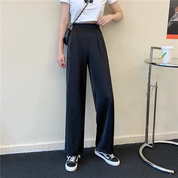 寬鬆垂感高腰直筒闊腿西裝褲-細節圖2