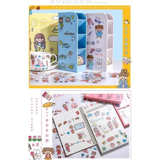 可愛少女100張防水PET貼紙盒裝-細節圖4