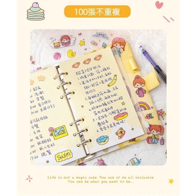可愛少女100張防水PET貼紙盒裝-細節圖7