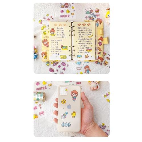 可愛少女100張防水PET貼紙盒裝-細節圖9