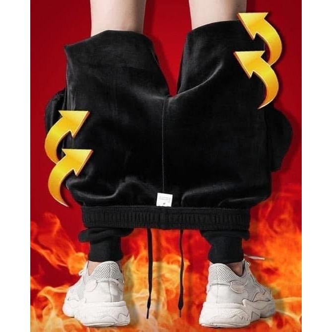 品牌抗寒整件加絨加厚縮口褲長褲-細節圖3