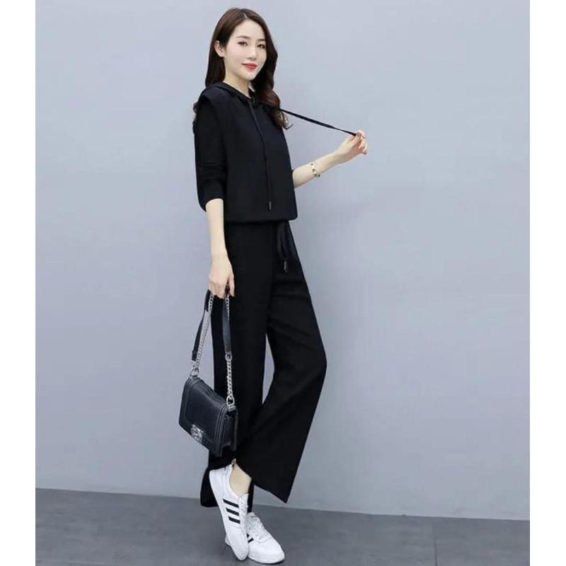 韓國東大門寬鬆連帽背心３件套-細節圖5