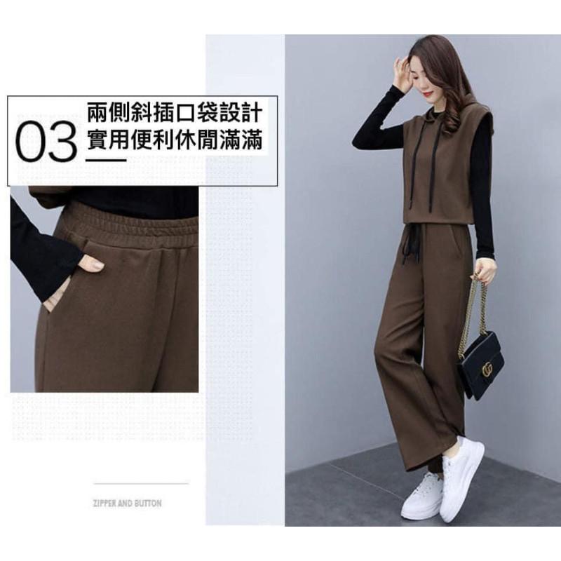 韓國東大門寬鬆連帽背心３件套-細節圖6