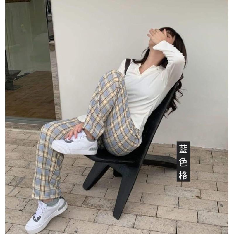 出清“整件”羊羔絨寬鬆格子高腰褲長褲-細節圖7