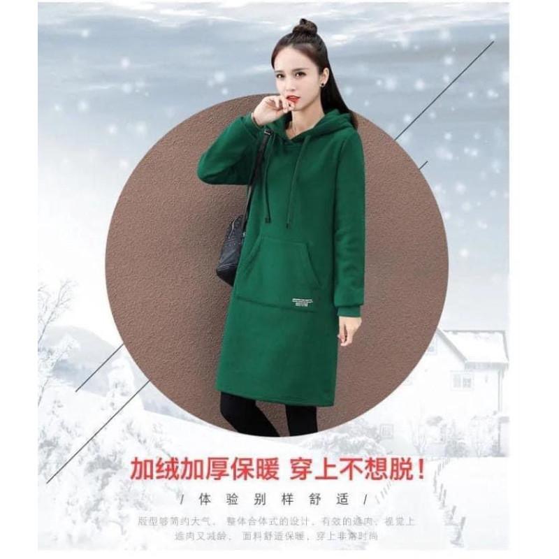 韓版抓絨加厚字母中長版帽Ｔ-細節圖5