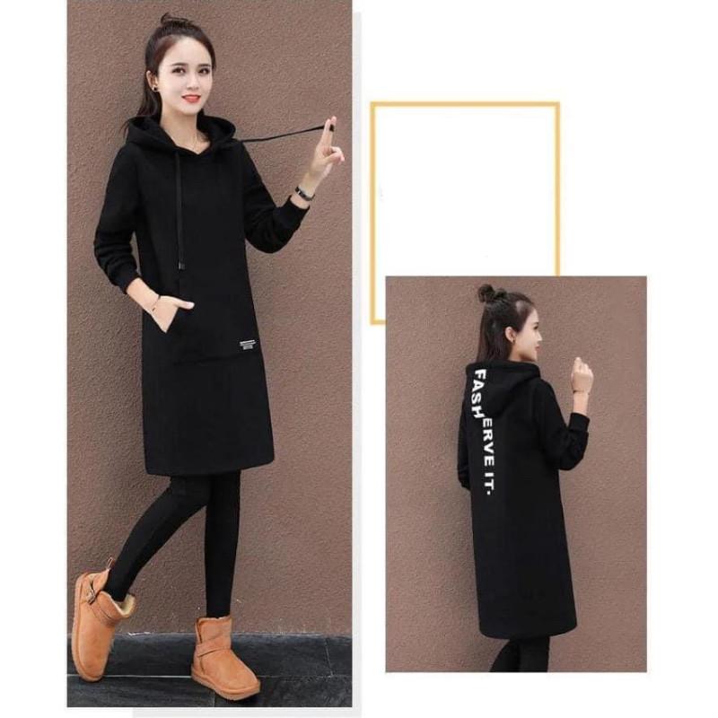 韓版抓絨加厚字母中長版帽Ｔ-細節圖6