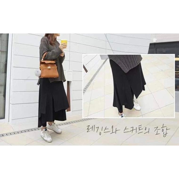 不規則高腰假兩件式打底褲裙-細節圖4