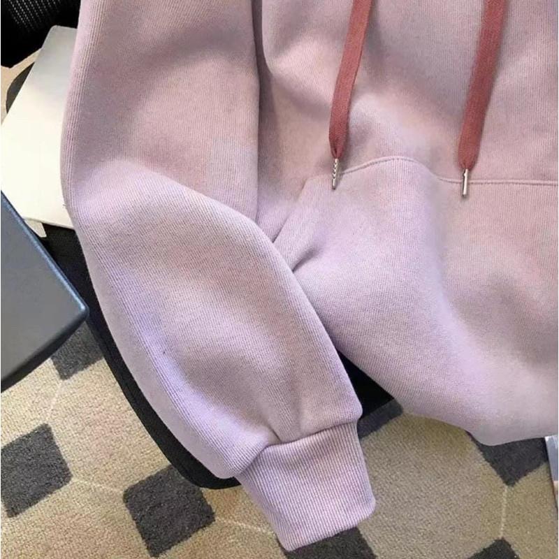 可愛草莓熊刺繡抓絨連帽衣帽T-細節圖2