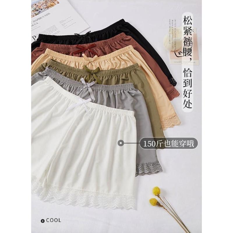 冰絲緞面蕾絲邊褲內搭褲睡褲-細節圖4