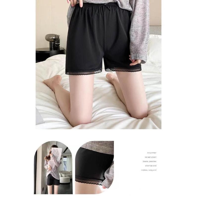 冰絲緞面蕾絲邊褲內搭褲睡褲-細節圖7