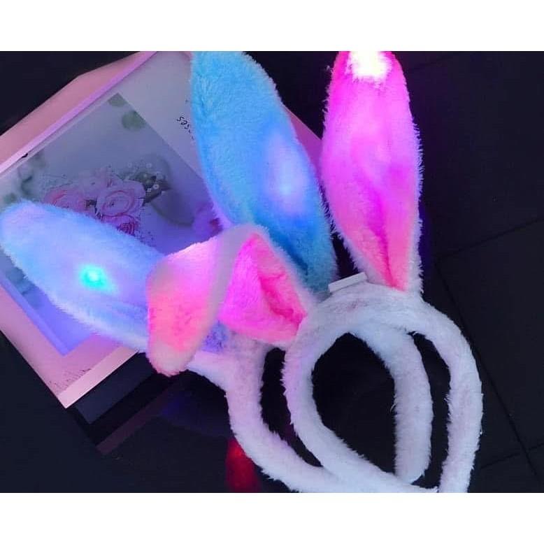 LED七彩發光可彎曲兔耳朵頭箍(一組3個)-細節圖2