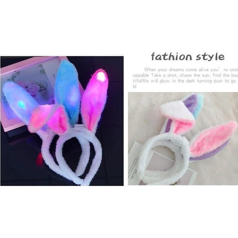 LED七彩發光可彎曲兔耳朵頭箍(一組3個)-細節圖5
