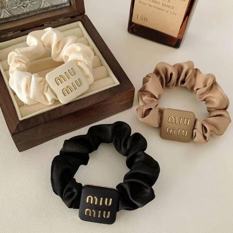 MIUMIU高級緞面髮圈髮繩(一組3條)-細節圖3