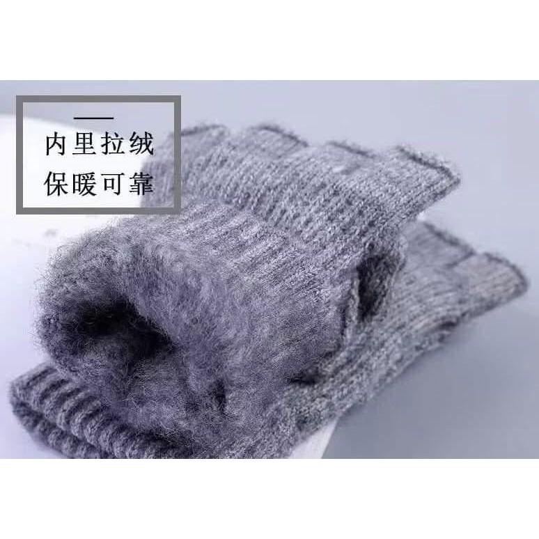 鹿角翻蓋式加絨加厚5指針織手套-細節圖7